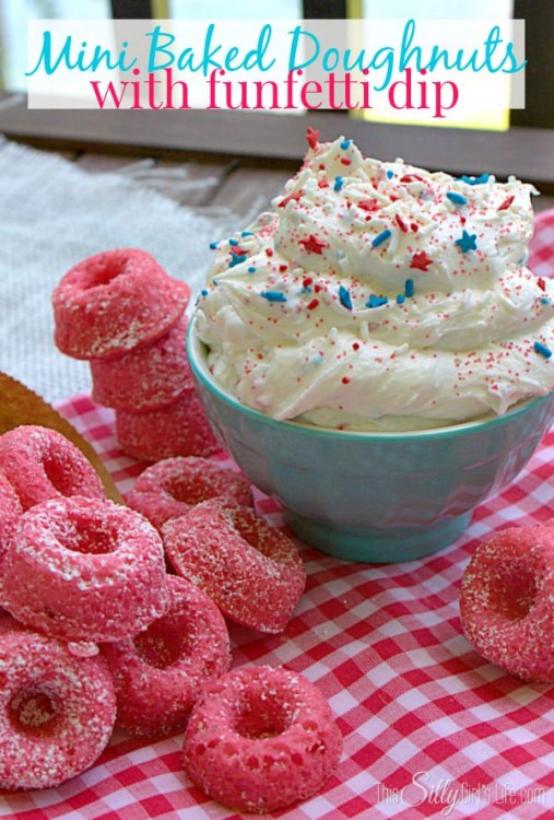 50 Delicious Dips: Mini Baked Doughnuts with Funfetti Dip