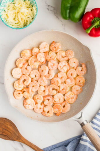 sautéed shrimp in a large skillet